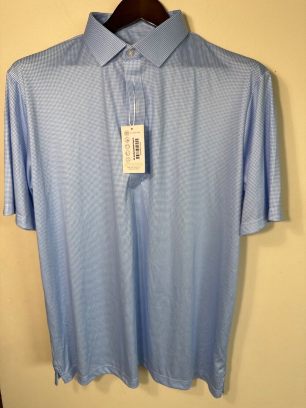 Collars & Co. Mens Blue Houndstooth GOLF PREPPY Polo Shirt XL Relaxed Fit 100% P